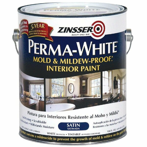 Zinsser Perma-White White-Tintable Satin Gallon Mildew Paint 2711